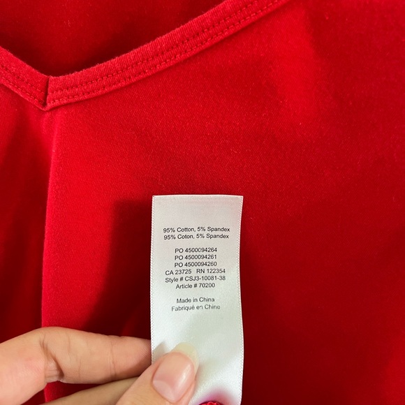 TNA Aritzia Size L red long sleeve v neck shirt - Picture 2 of 3